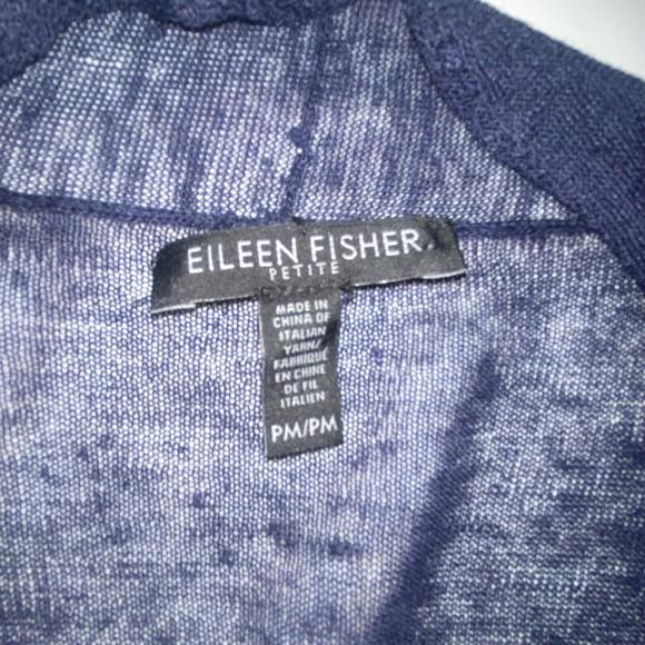 Eileen Fisher Sheer Hemp Open Duster Cardigan Navy Women's Petite Medium - Picture 5 of 7
